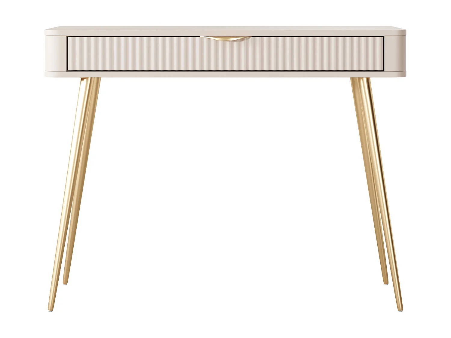 AX LIVING Vespasia kleiner Schminktisch beige 100,2 cm geriffelter