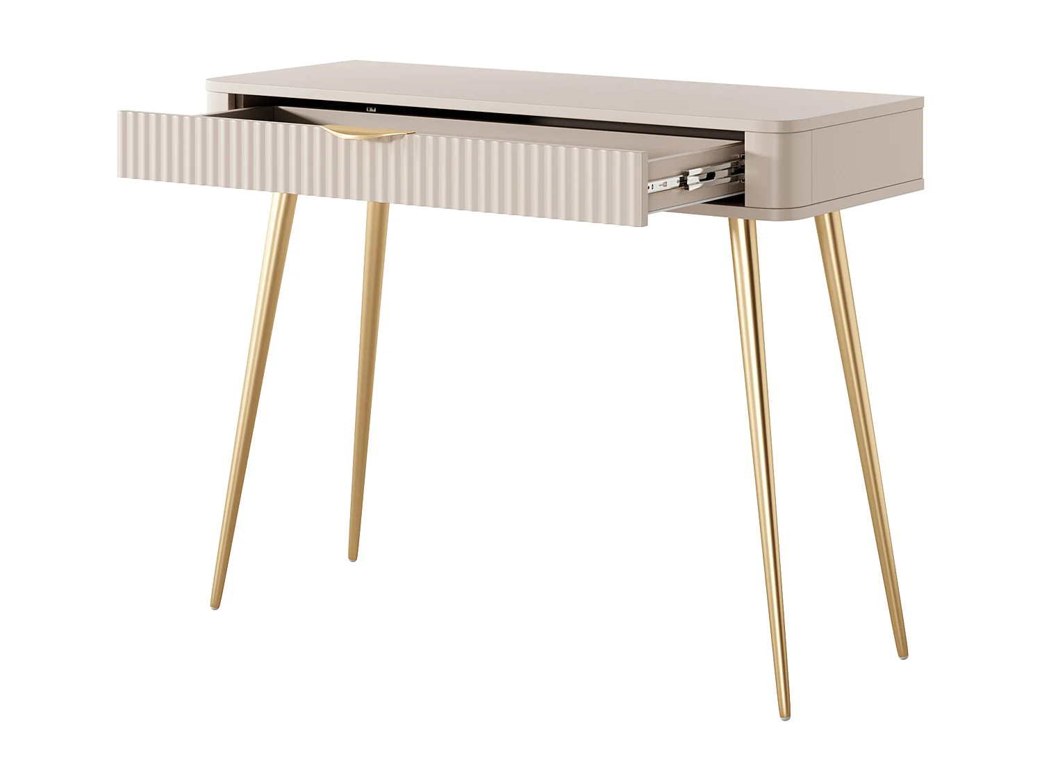 AX LIVING Vespasia kleiner Schminktisch beige 100,2 cm geriffelter