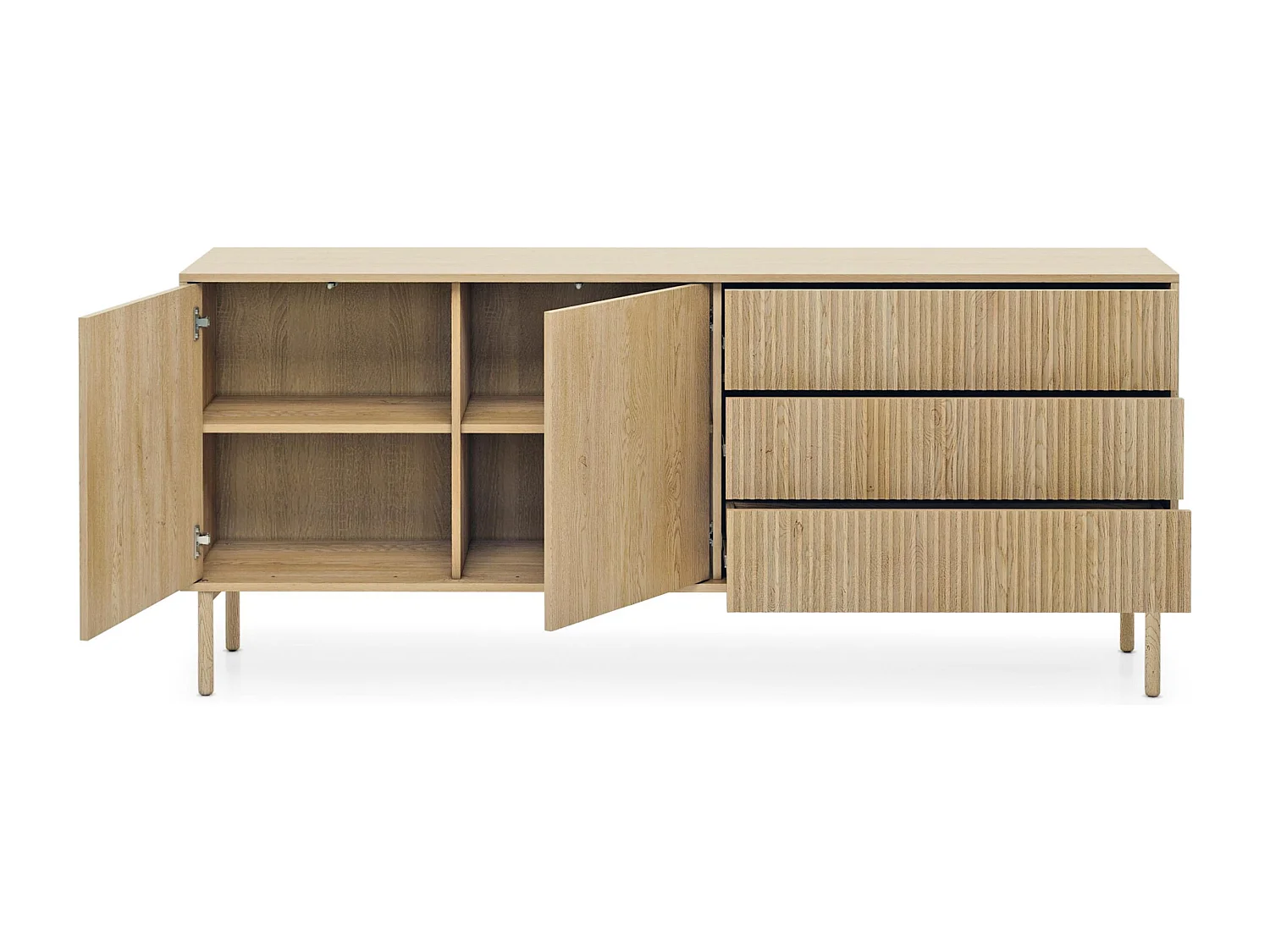AX LIVING Trentinis 187 2T3S Braun große Kommode 187,1 cm, geriffelte