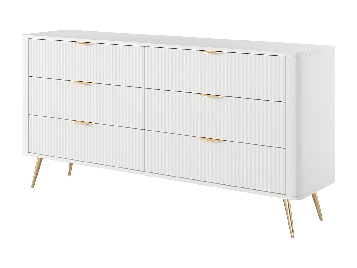 AX LIVING Kommode Weiß mit Schubladen Vespasia 163 6S - 163,2cm breit