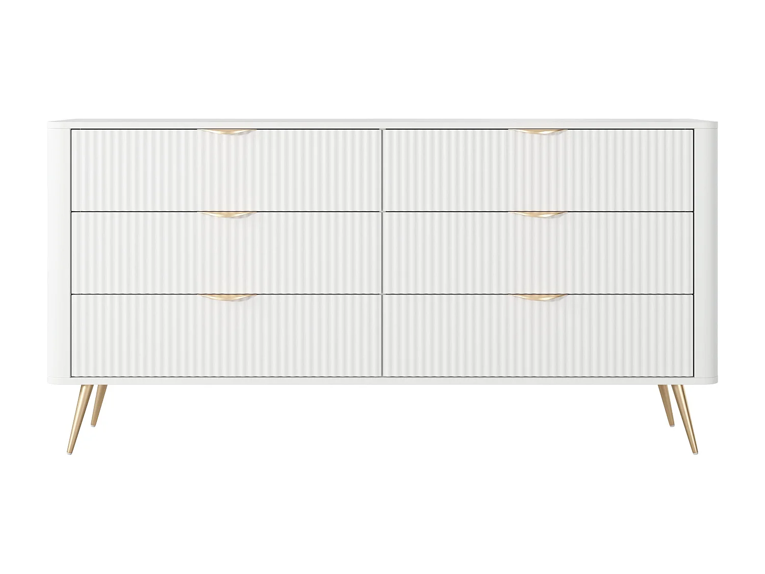 AX LIVING Kommode Weiß mit Schubladen Vespasia 163 6S - 163,2cm breit