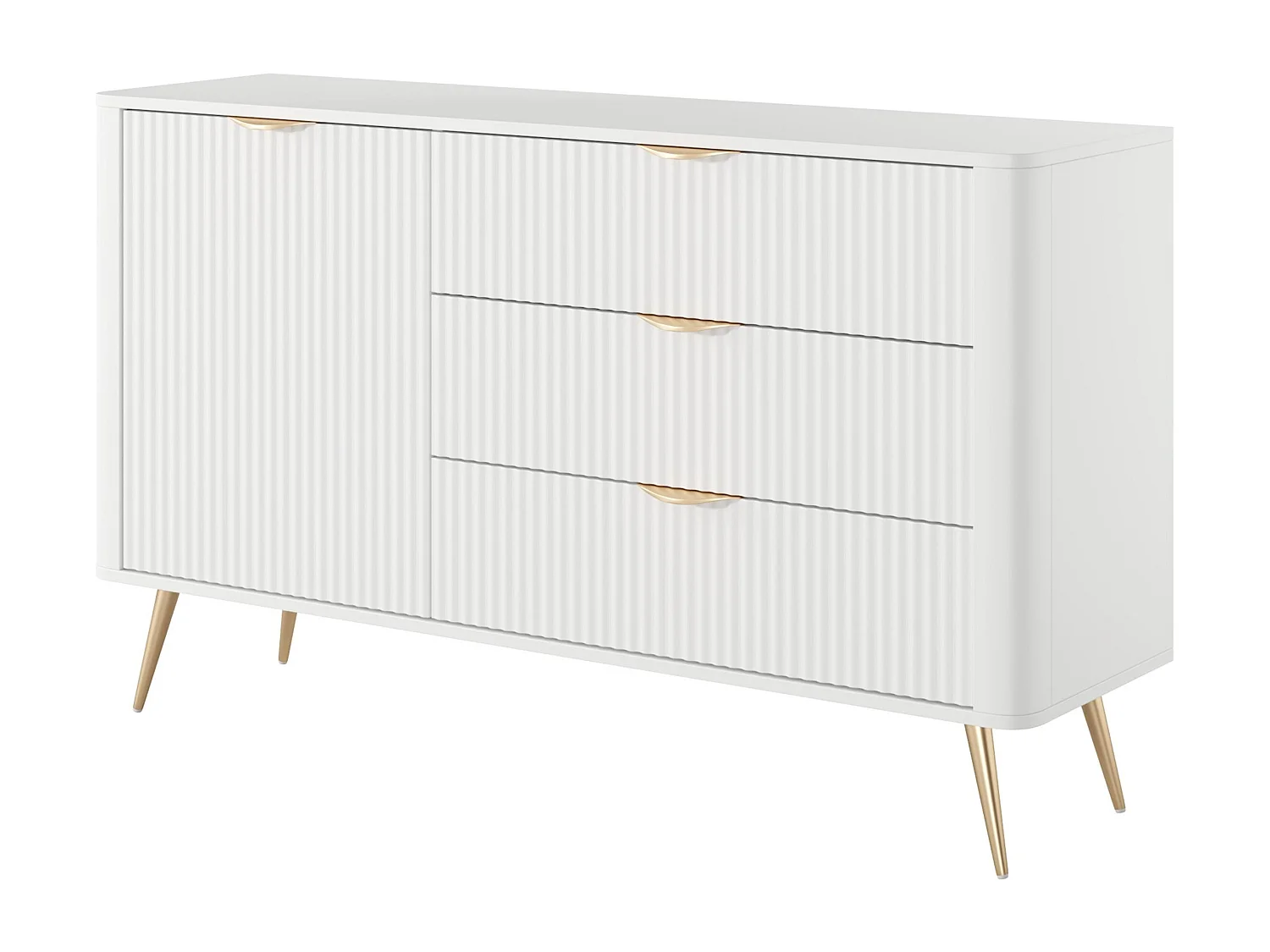 AX LIVING Modern Schubladen Sideboard Vespasia 138 T3S – 138,2cm Weiß