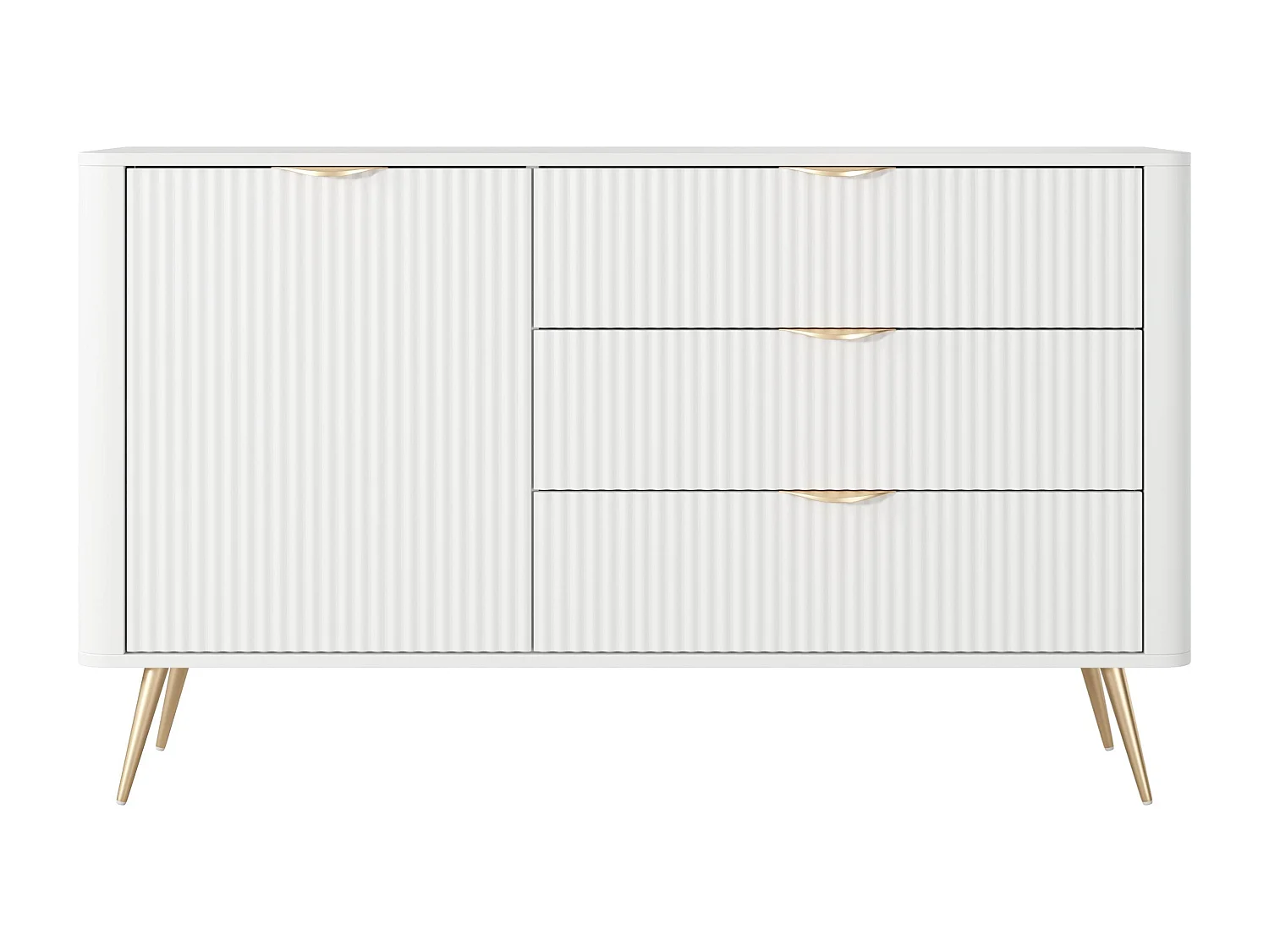AX LIVING Modern Schubladen Sideboard Vespasia 138 T3S – 138,2cm Weiß