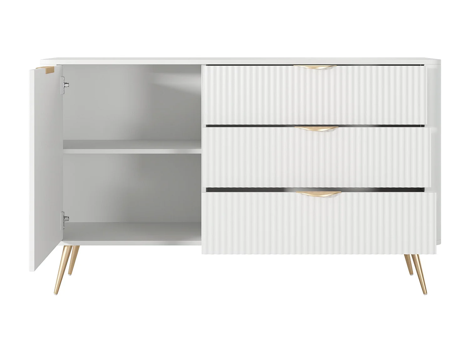 AX LIVING Modern Schubladen Sideboard Vespasia 138 T3S – 138,2cm Weiß