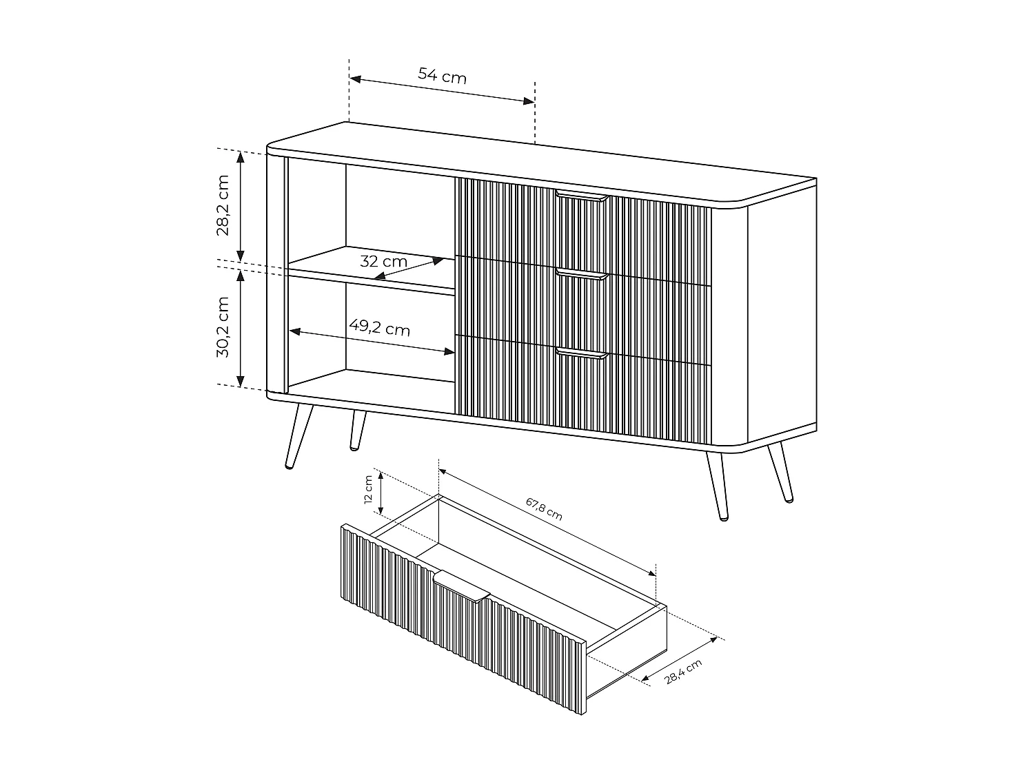 AX LIVING Modern Schubladen Sideboard Vespasia 138 T3S – 138,2cm Weiß