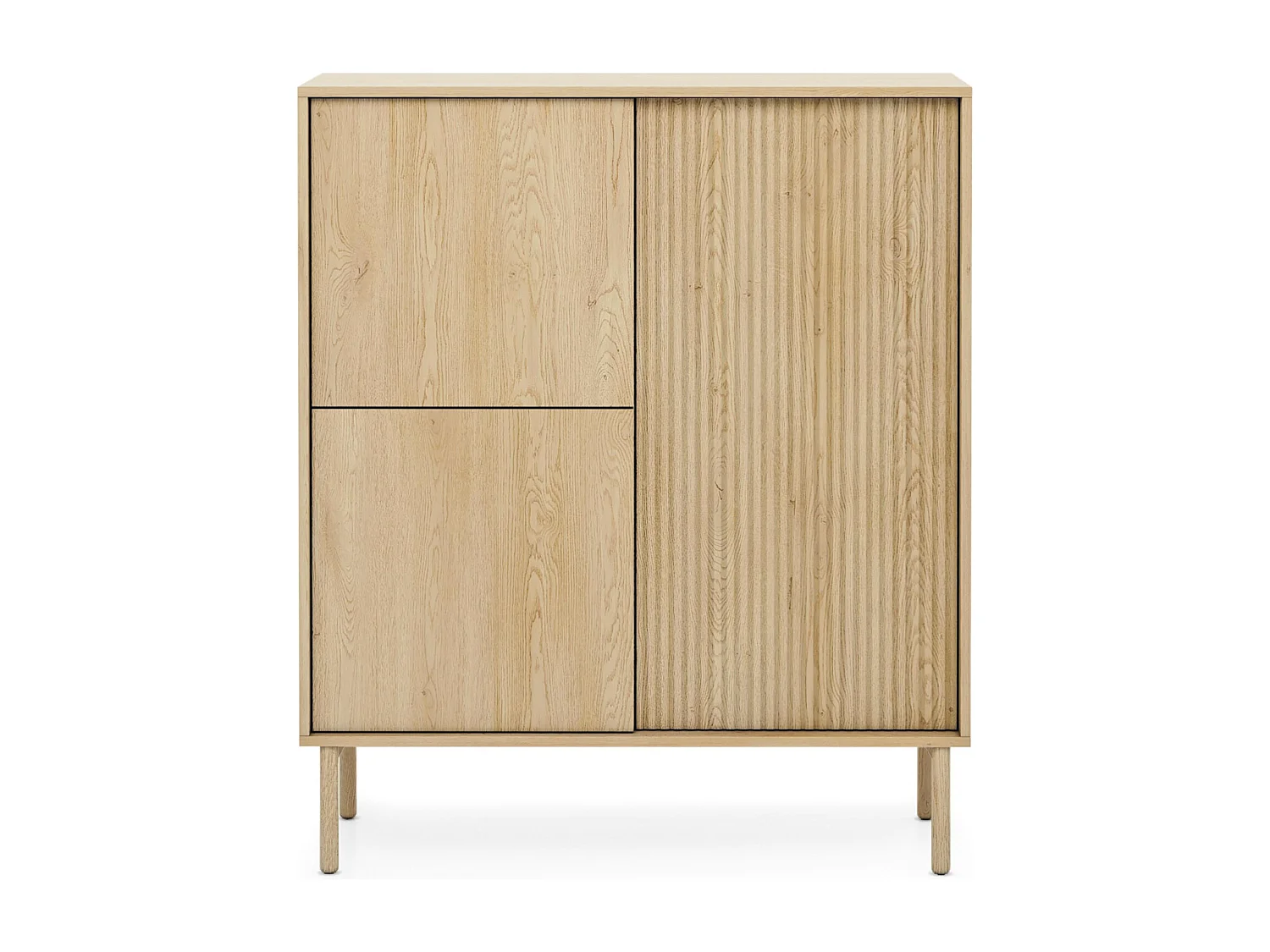 AX LIVING Trentinis 3T Highboard modern Braun, 103,5 cm, geriffeltes