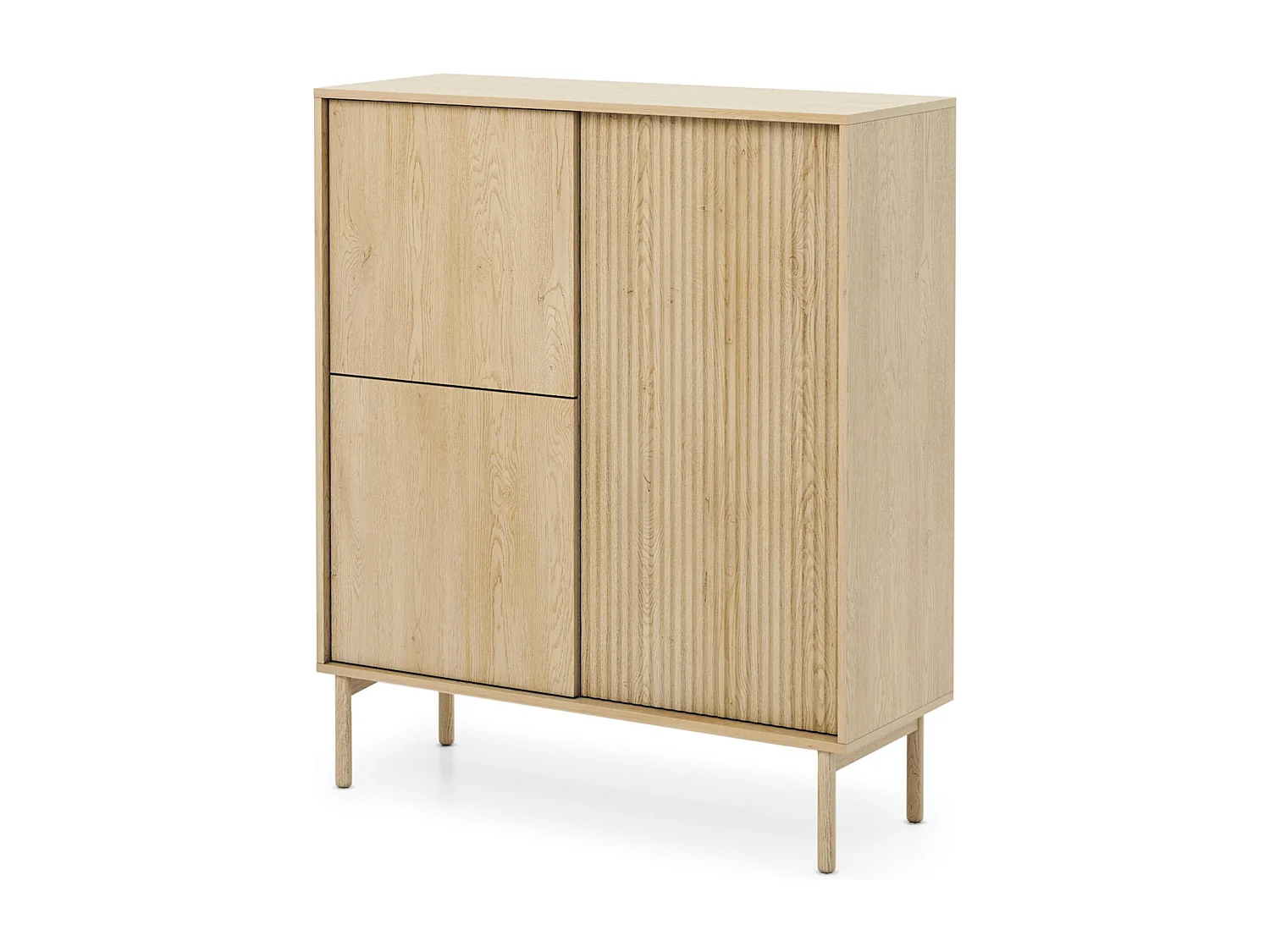 AX LIVING Trentinis 3T Highboard modern Braun, 103,5 cm, geriffeltes