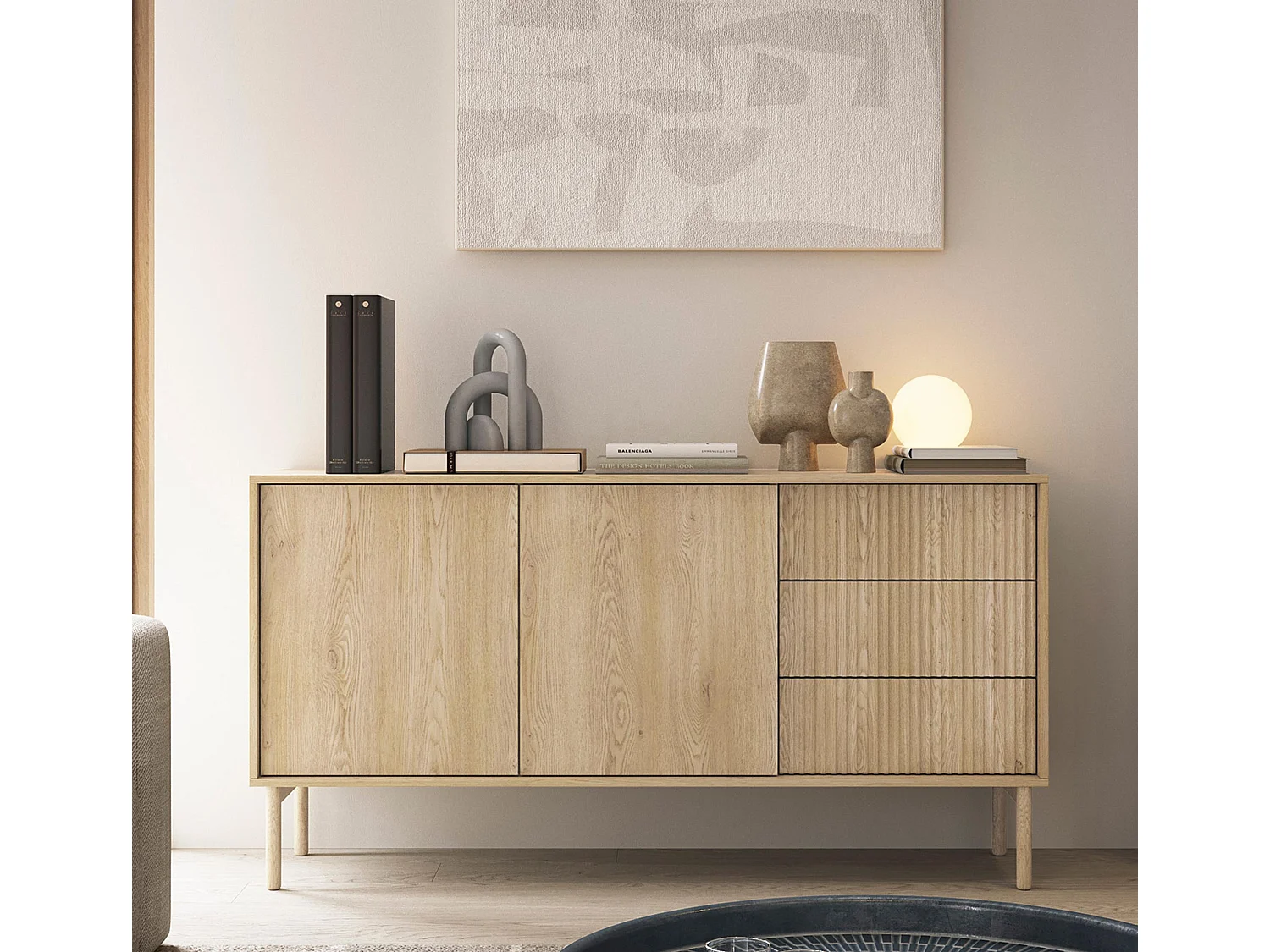 AX LIVING Sideboard Trentinis 153 2T3S Kommode mit Türen 153,5cm Braun
