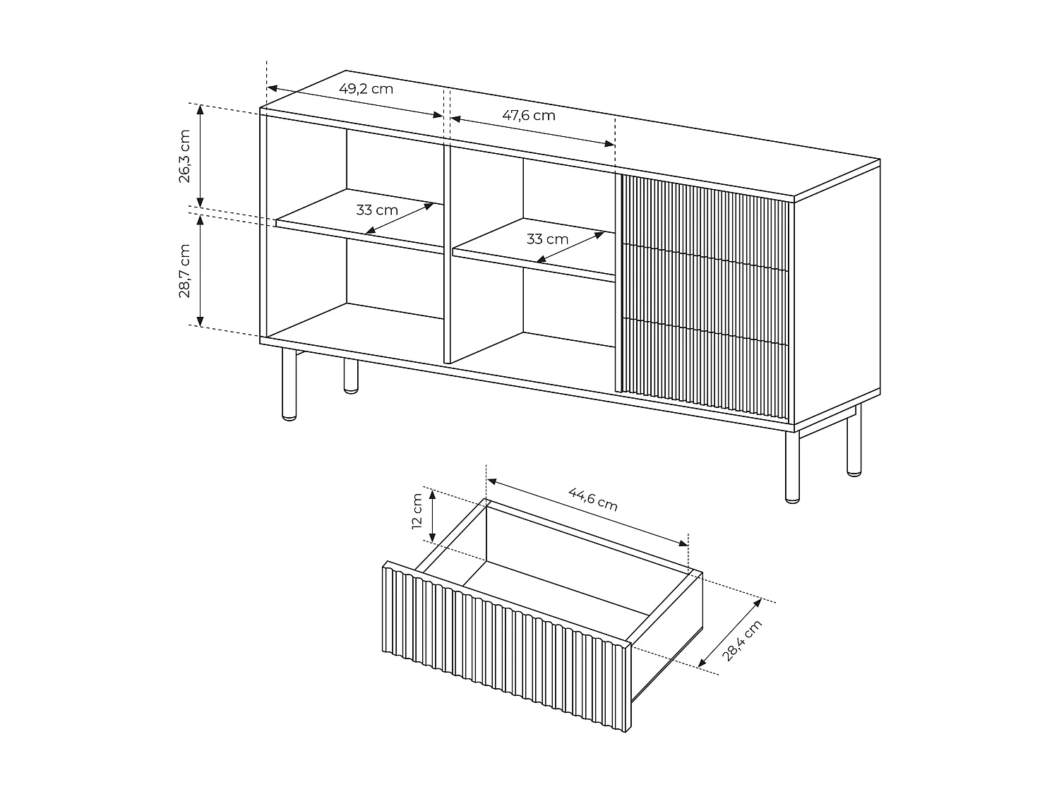 AX LIVING Sideboard Trentinis 153 2T3S Kommode mit Türen 153,5cm Braun