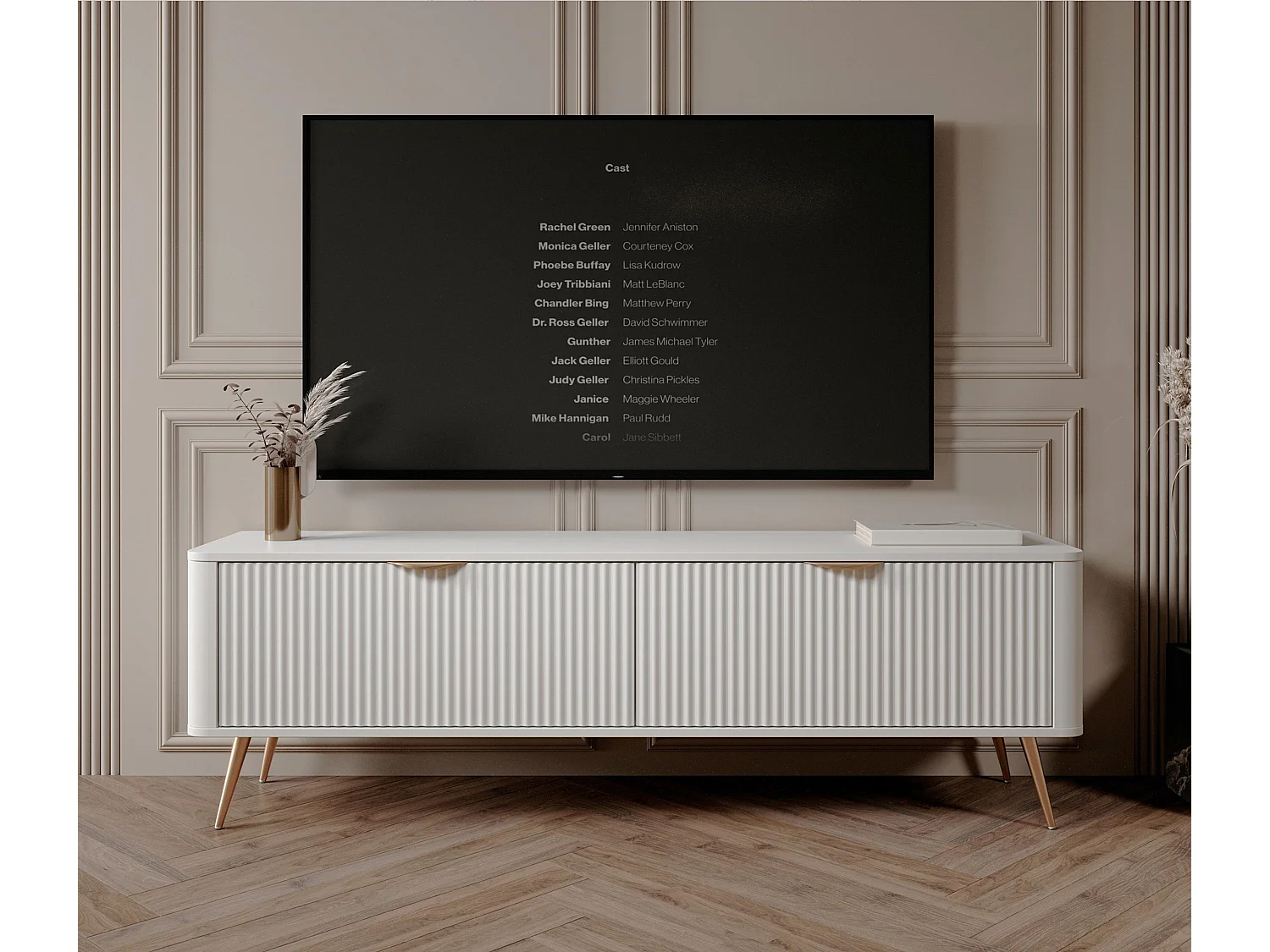 AX LIVING Moderner TV Sideboard Vespasia 163 2T –163cm Breite, Weiß