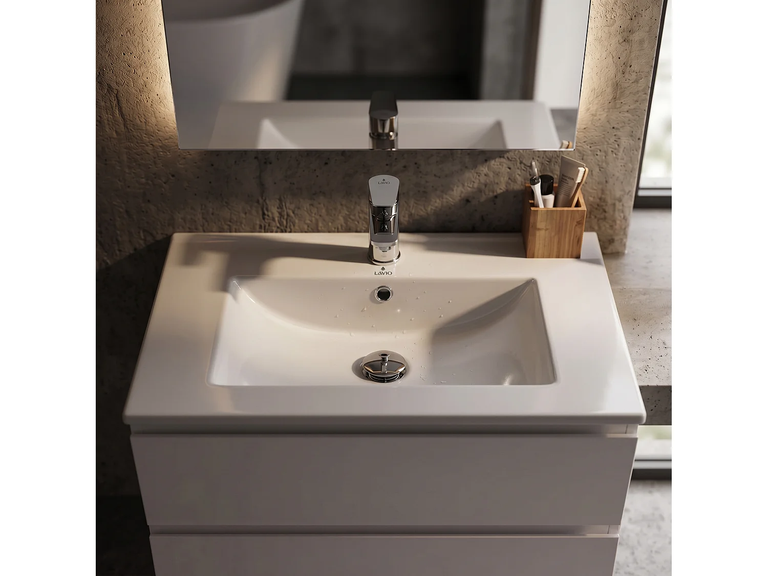 Lavabo encastrado rectangular NORDIS cerámica 61 cm Blanco