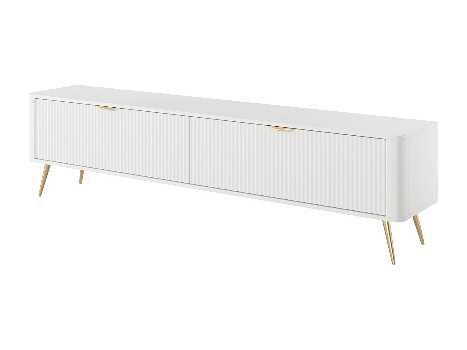AX LIVING Eleganter TV Lowboard modern Weiß Vespasia 200 2T – 200 cm