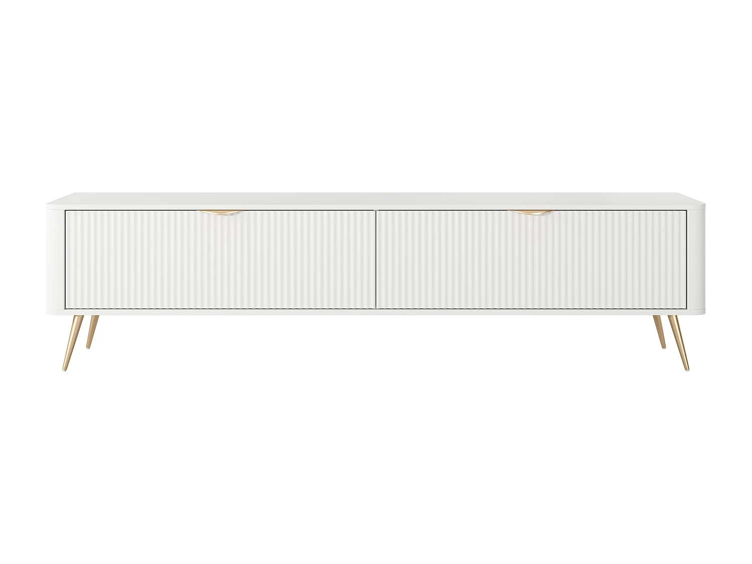 AX LIVING Eleganter TV Lowboard modern Weiß Vespasia 200 2T – 200 cm