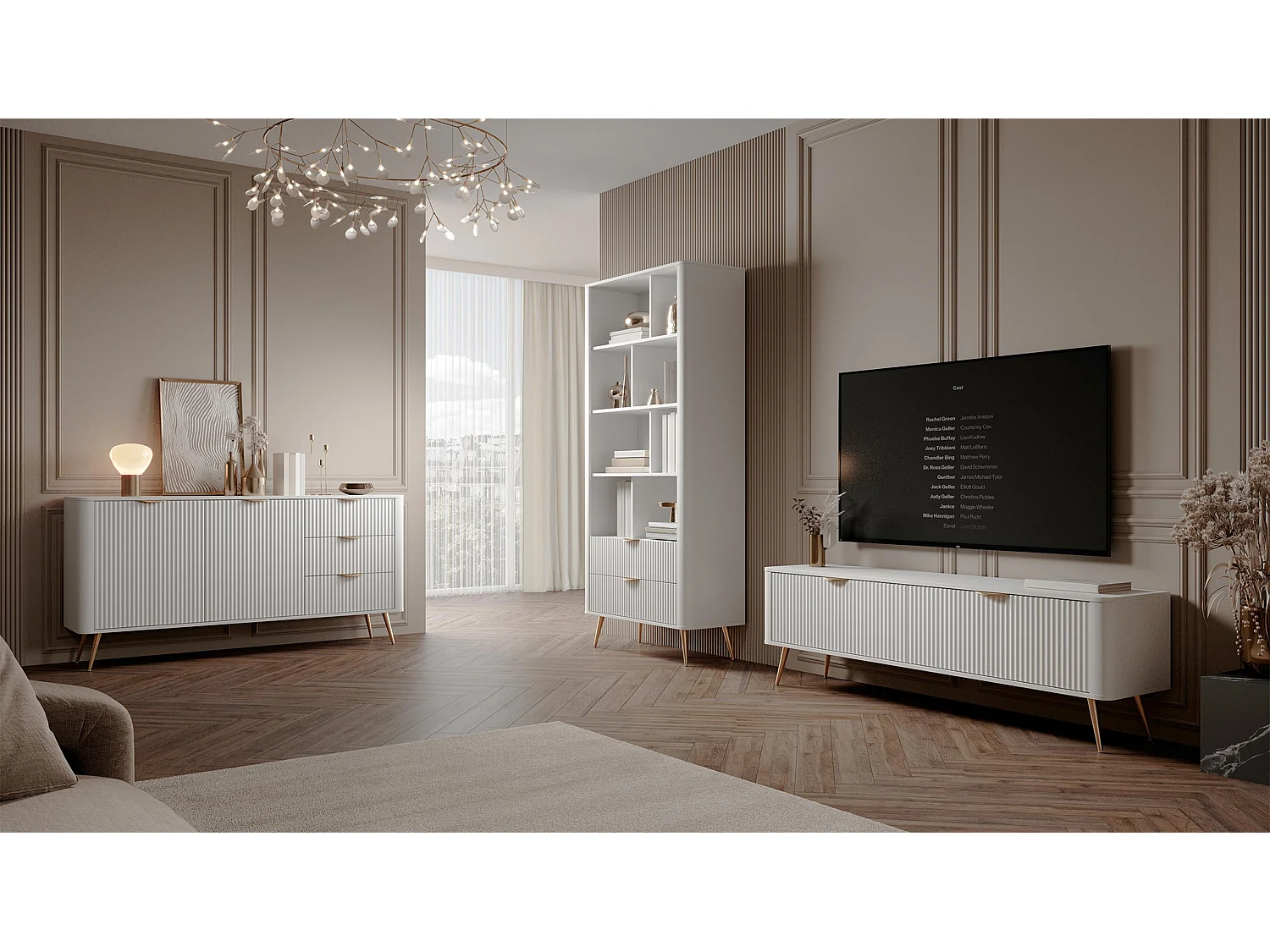 AX LIVING Kleider Kommode Vespasia 163 2T3S 163,2cm Weiß XXL Sideboard