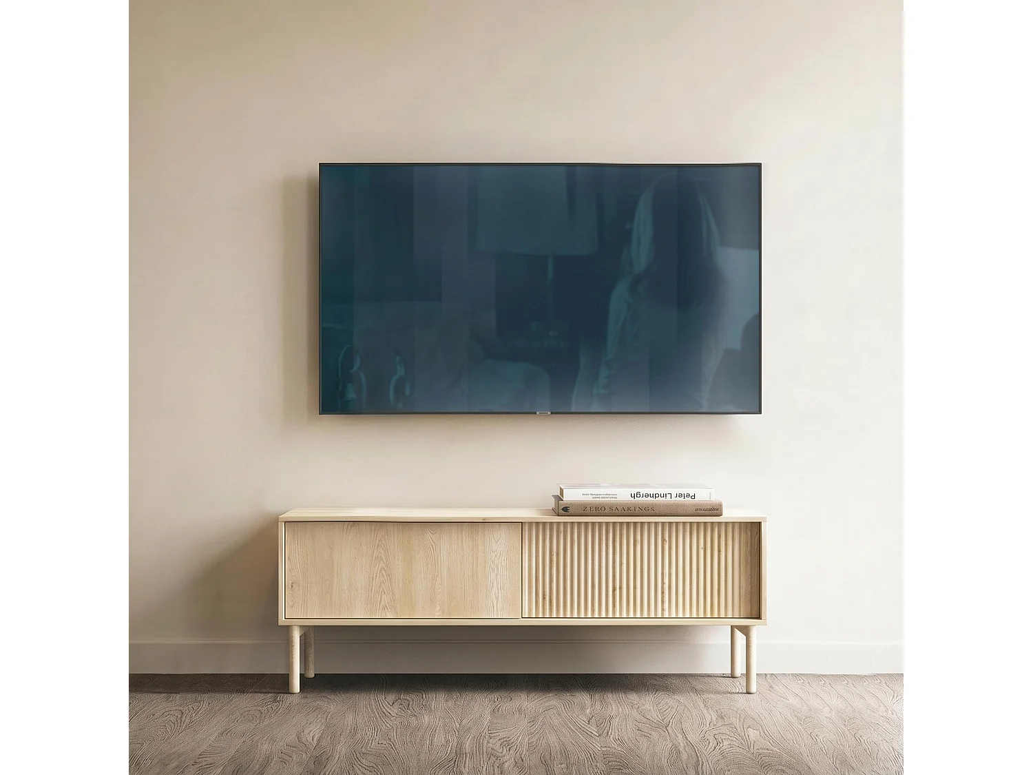 AX LIVING Lowboard Braun Trentinis TV Tisch 153,5cm modern geriffeltes