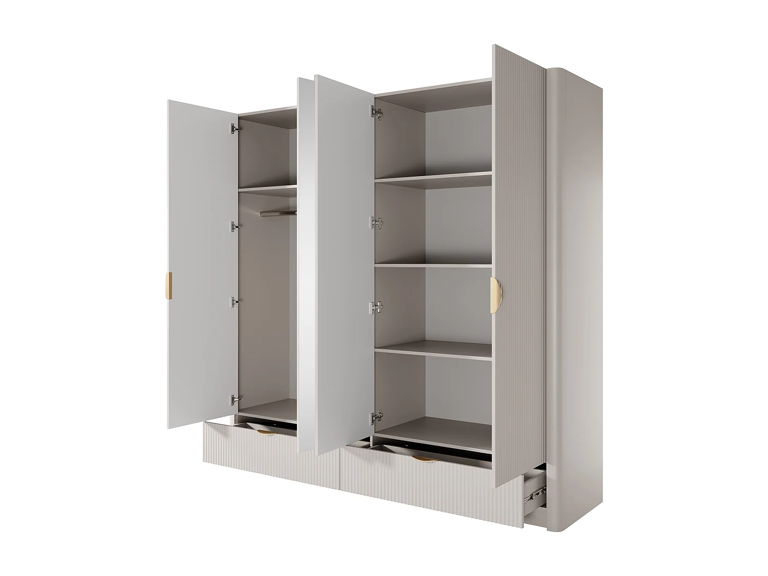 AX LIVING Grande armoire de rangement moderne beige Vespasia 213 cm