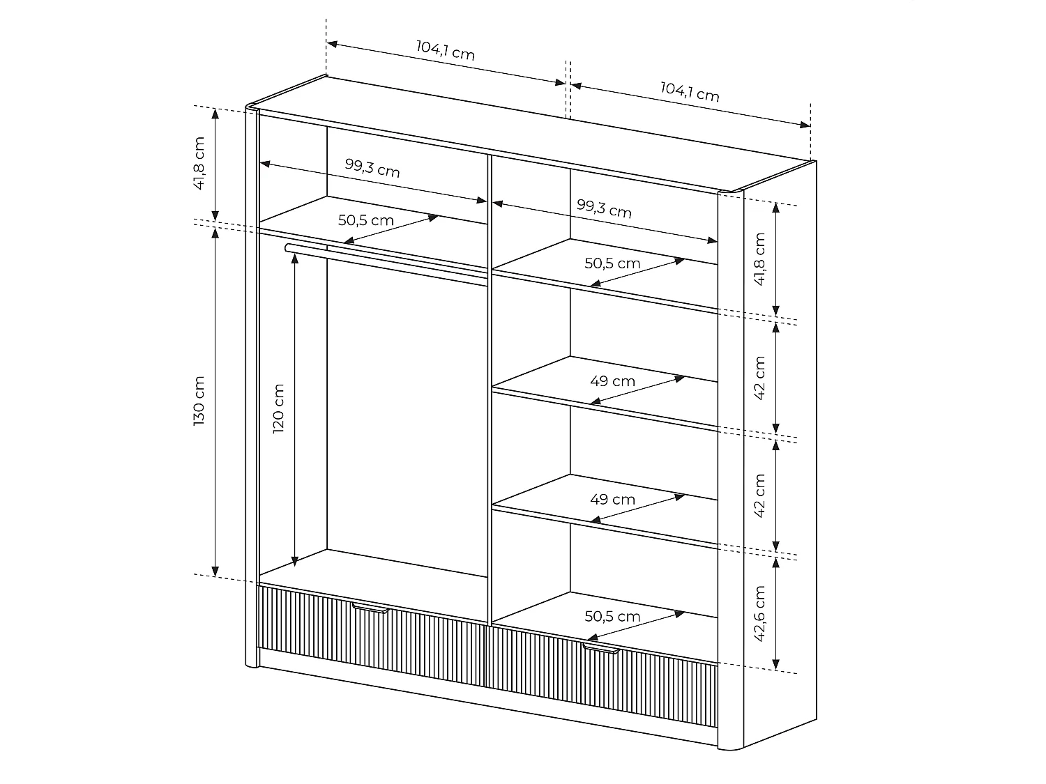 AX LIVING Grande armoire de rangement moderne beige Vespasia 213 cm