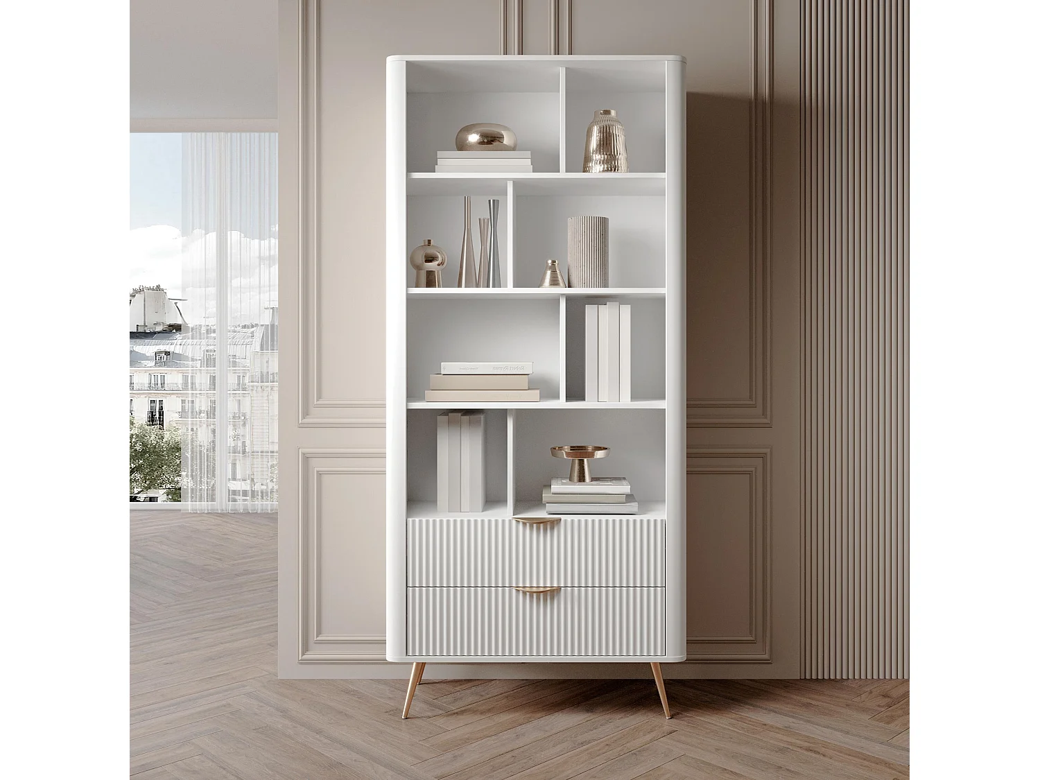 AX LIVING Vespasia offenes modernes Bücherregal B88,2 x H193,8 x T38cm