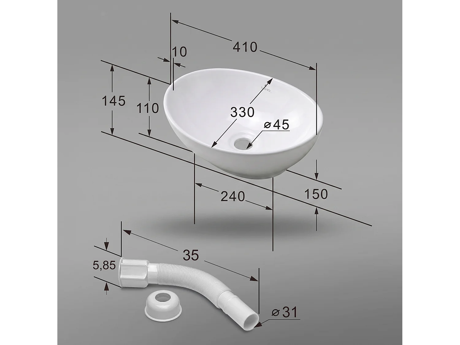 Opzetwastafel Ovaal OVALIS Keramiek 41 cm Wit