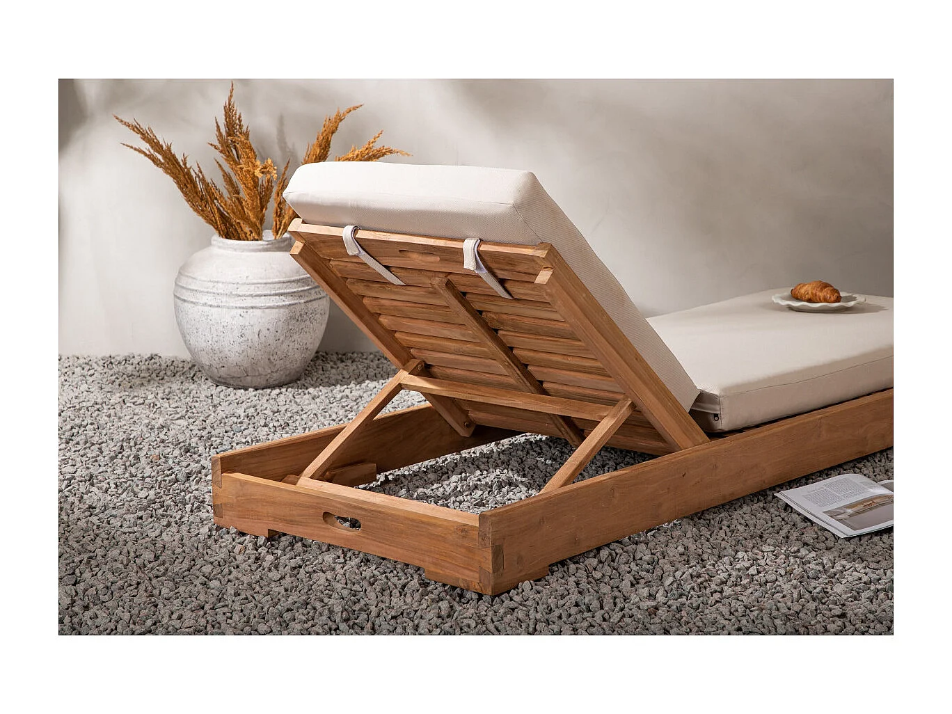 Bain de Soleil en Teck "Kenya" 200cm Naturel & Beige