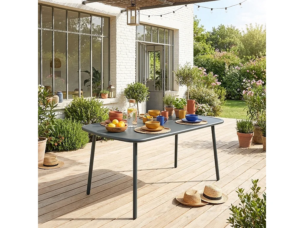 Table de jardin aluminium 4-6 places kaki - Avelia