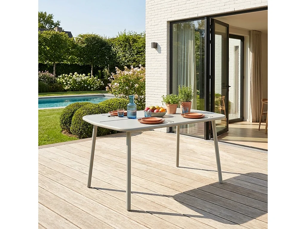 Table de jardin aluminium 4-6 places gris - Avelia