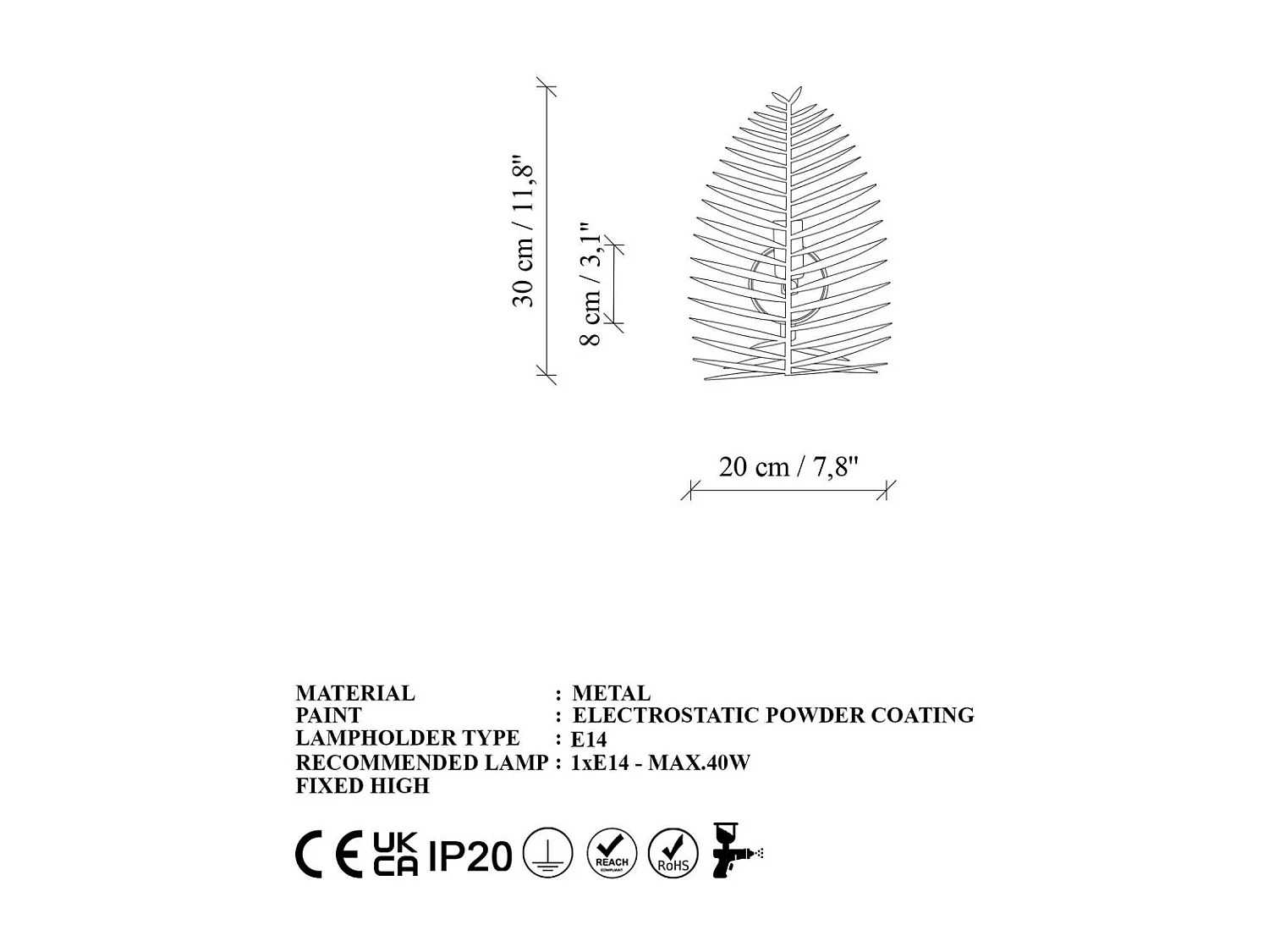 Dekorative Metall-Wandleuchte E14 Leaf