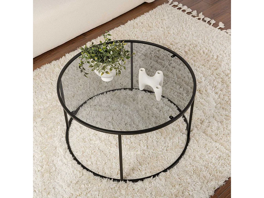 Runder Couchtisch aus Rauchglas modernes Design Aurum 80