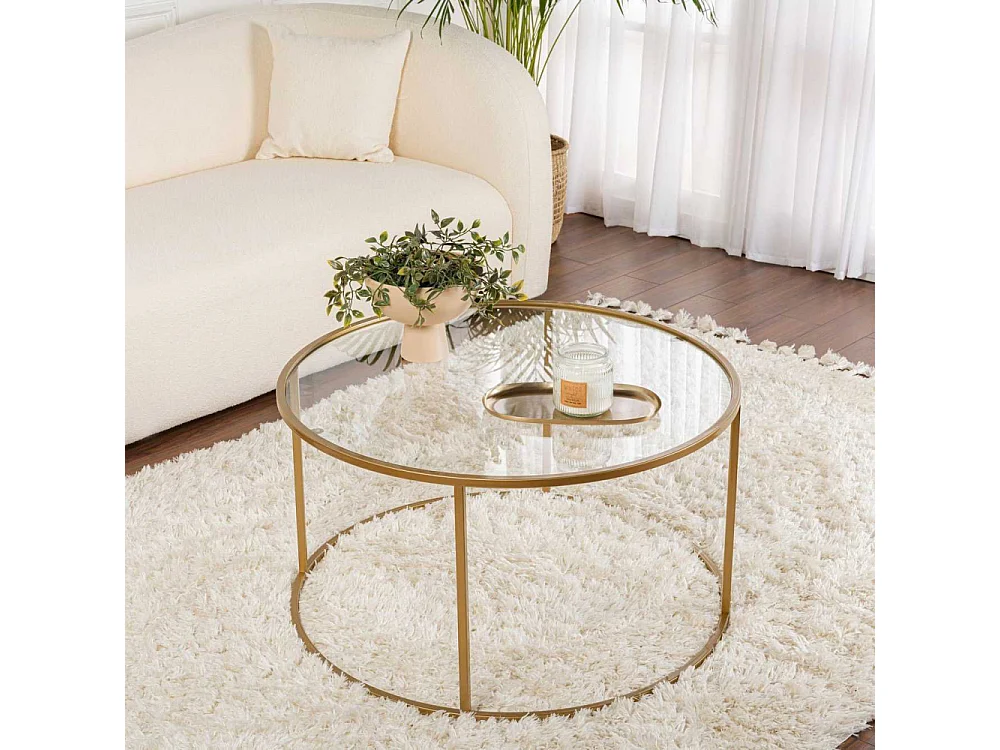 Runder Couchtisch aus Rauchglas modernes Design Aurum 80