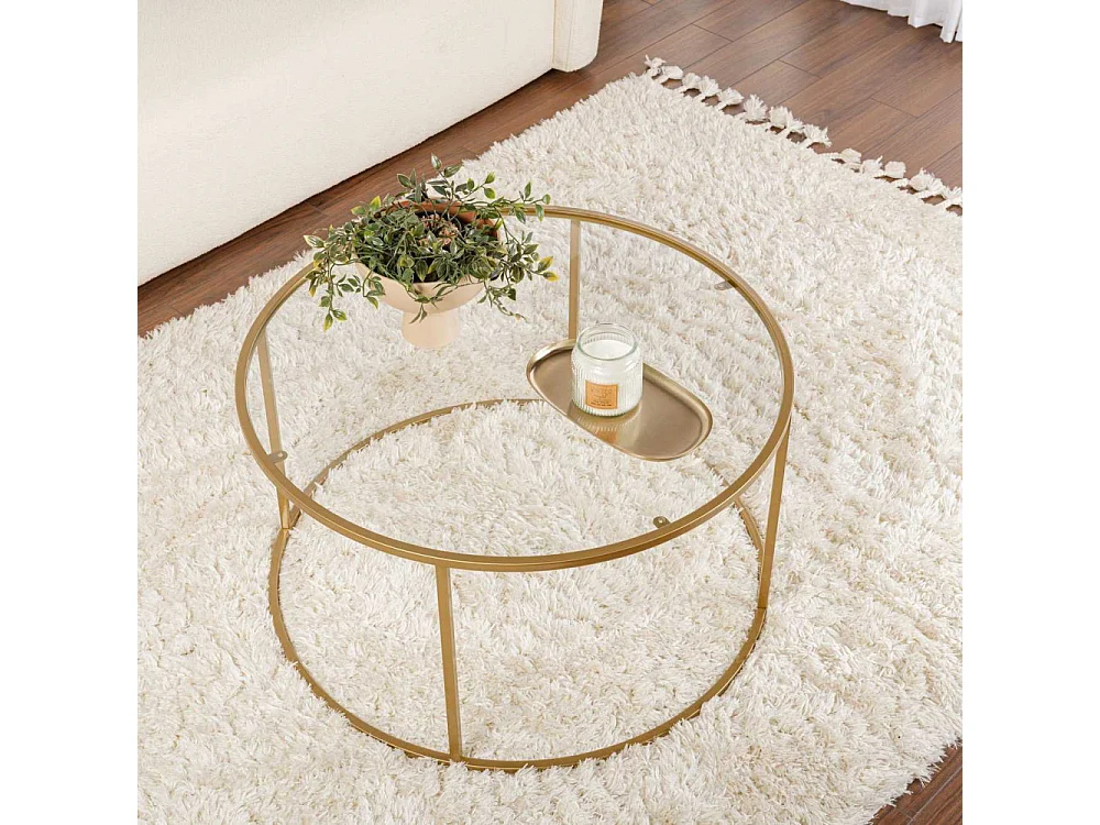 Runder Couchtisch aus Rauchglas modernes Design Aurum 80