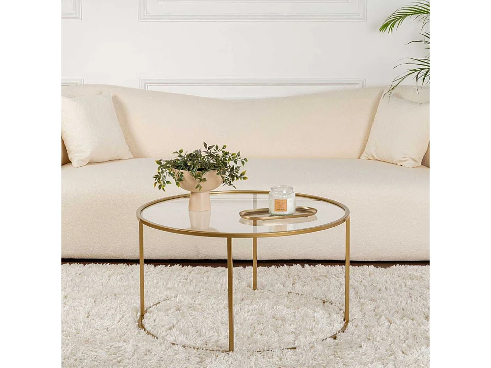 Runder Couchtisch aus Rauchglas modernes Design Aurum 80