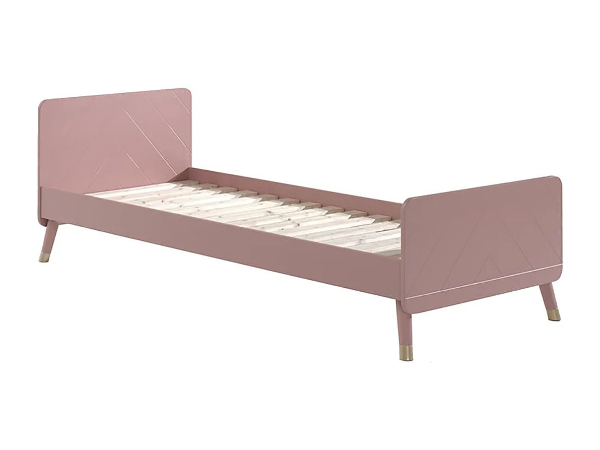 TINY PINK - Pack Lit 90x200cm + Chevet 2 Tiroirs Rose