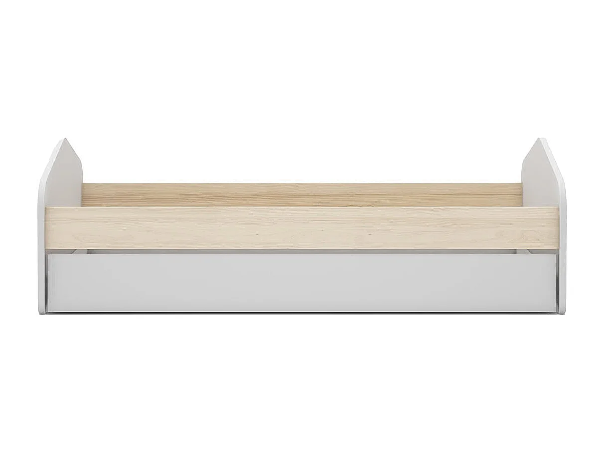 KAINA - Pack Lit 90x200cm avec Tiroir + Commode 4 Tiroirs Coloris Blanc et Naturel