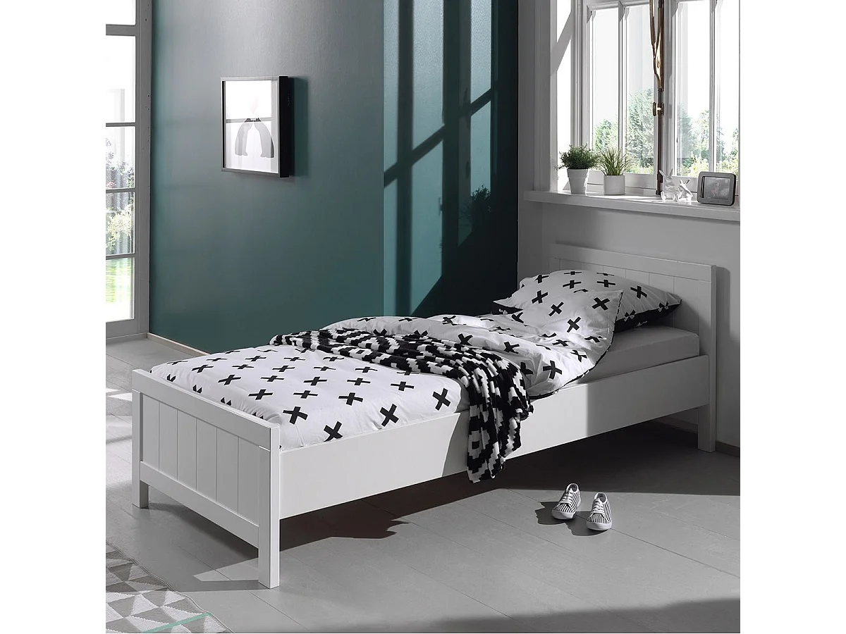 GASTON - Lit 90x200cm avec Sommier + Chevet
