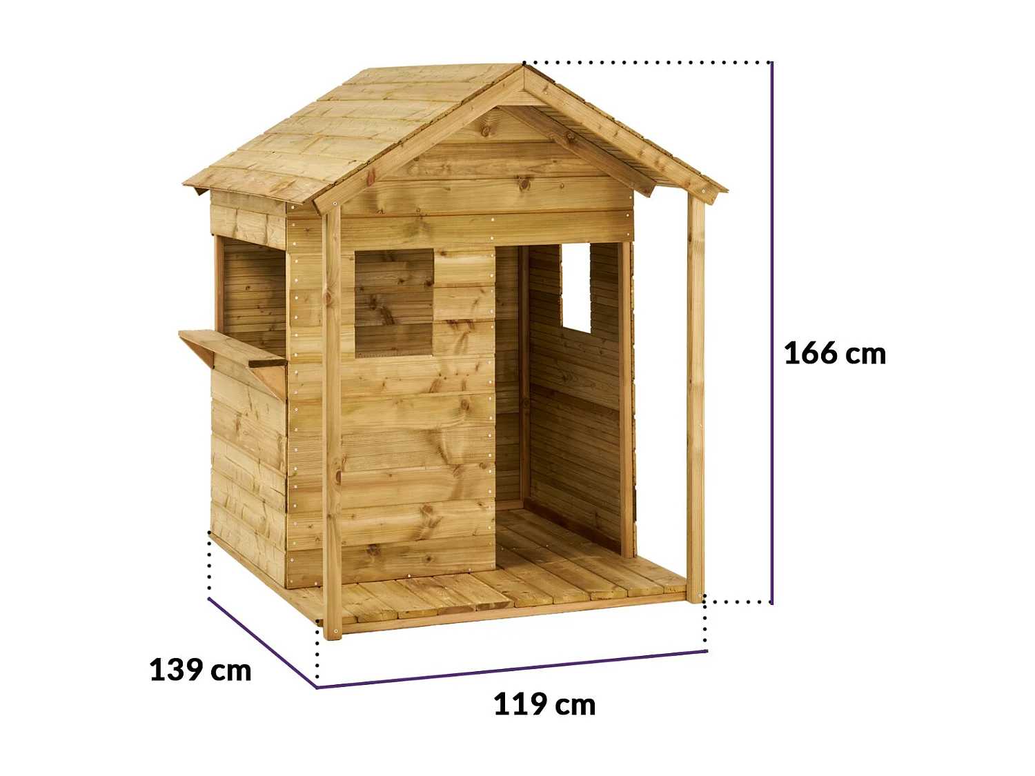 Kangui - Maisonnette bois enfant extérieur COSI - Toit étanche - Comptoir - Mini Terrasse Préau