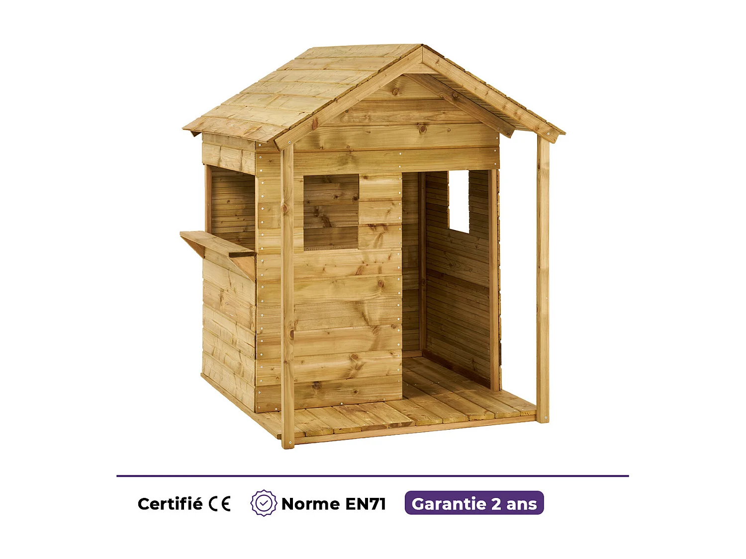 Kangui - Maisonnette bois enfant extérieur COSI - Toit étanche - Comptoir - Mini Terrasse Préau