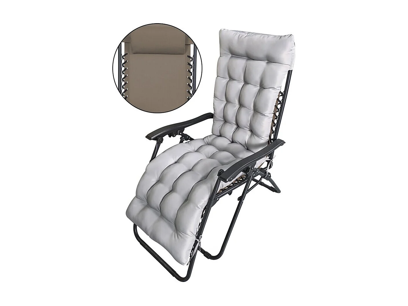 Schwerkraftfreier Relax-Gartensessel mit gestepptem Kissen "Sintra" - Taupe