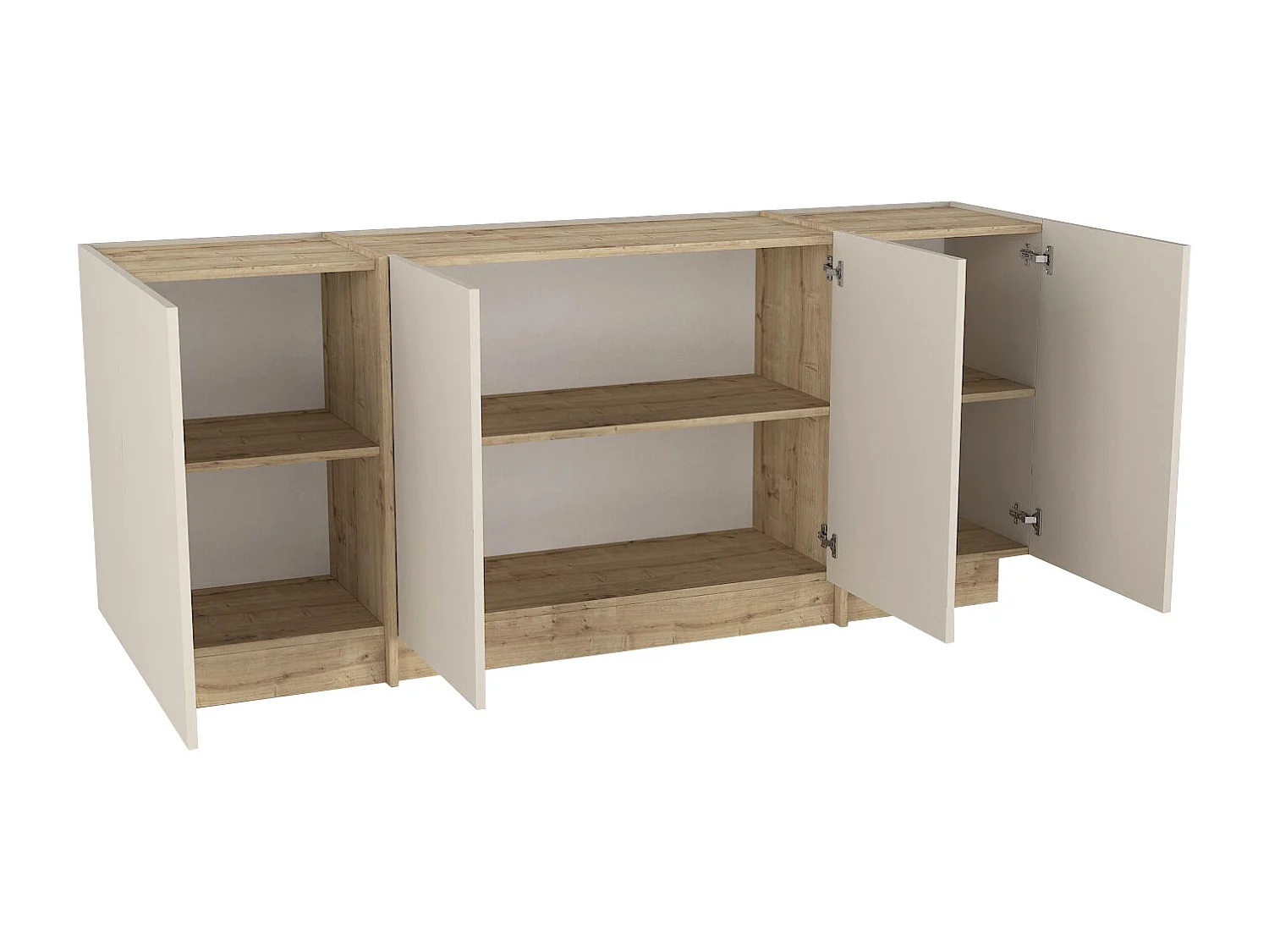 Buffet avec 4 portes - Beige et naturel clair - JEYANI