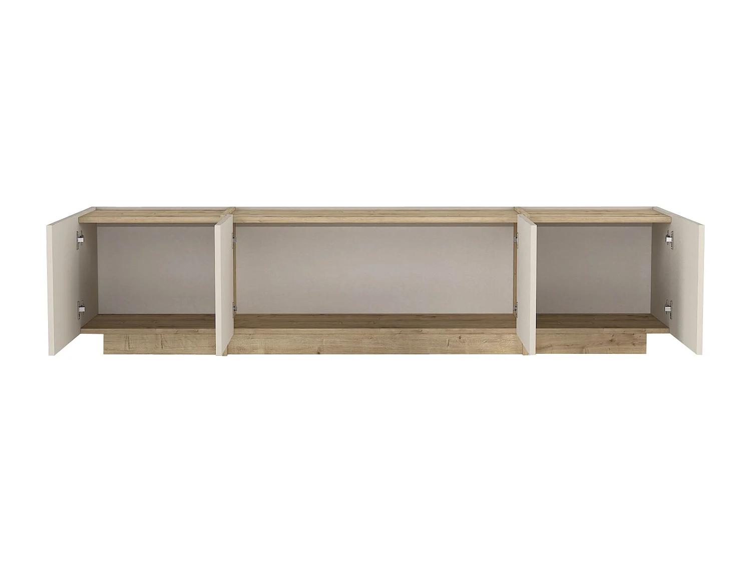 Meuble TV avec 4 portes - Beige et naturel clair - JEYANI