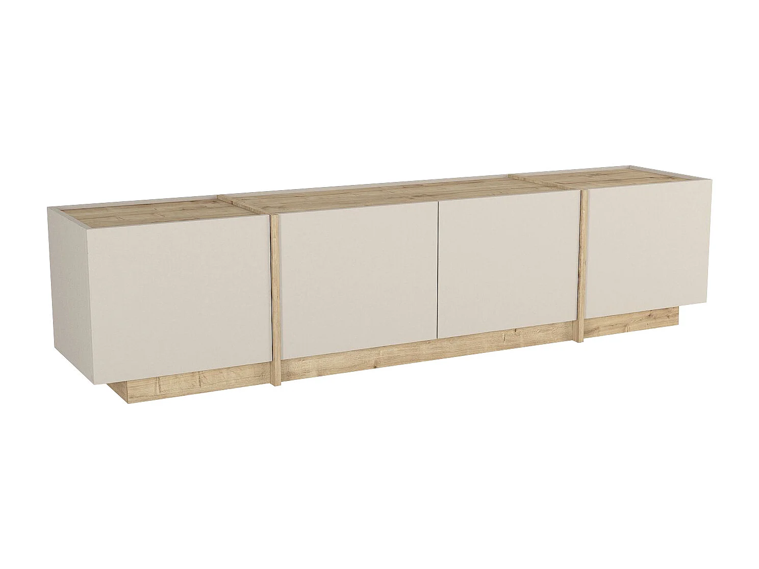 Meuble TV avec 4 portes - Beige et naturel clair - JEYANI