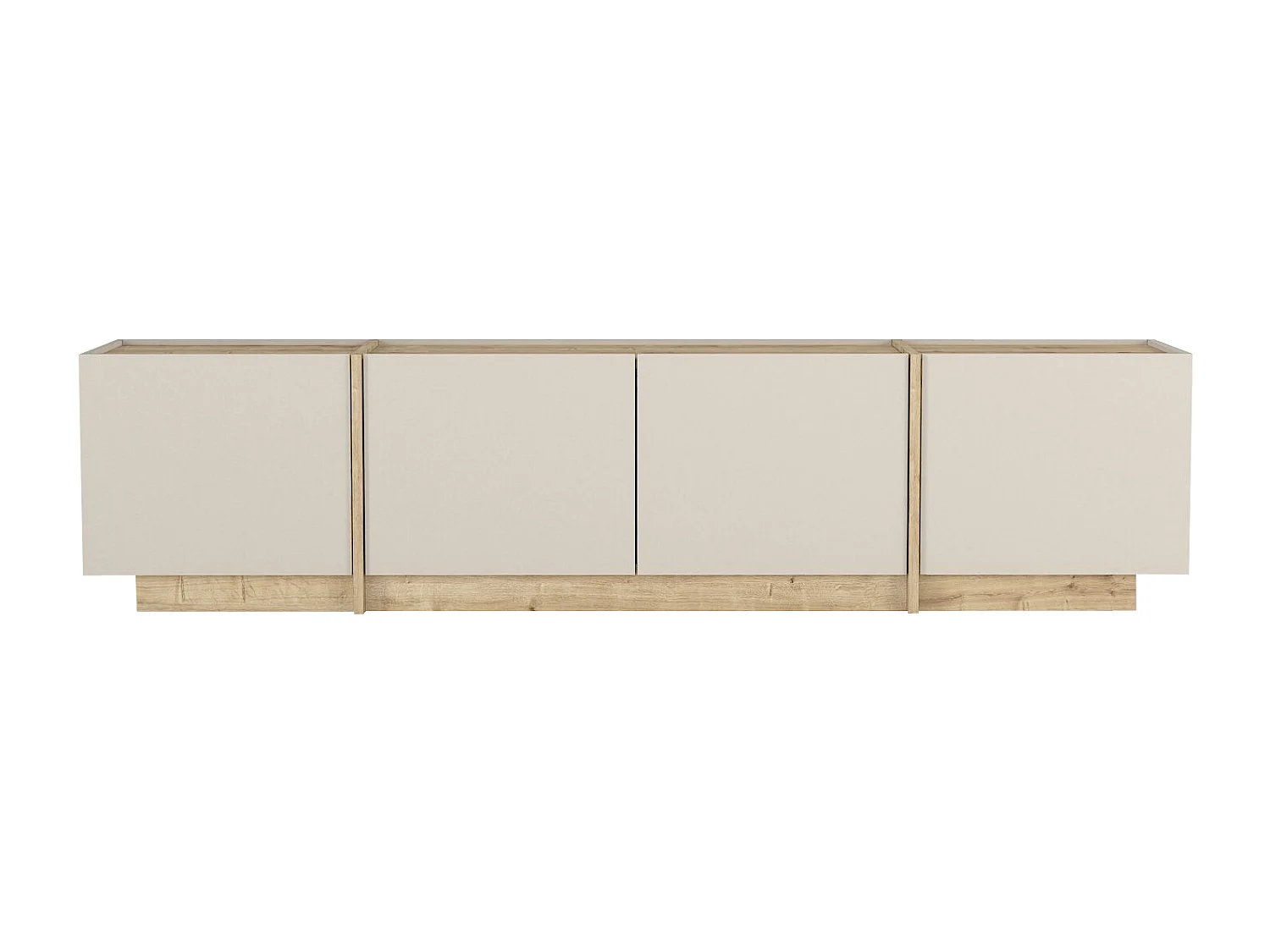 Meuble TV avec 4 portes - Beige et naturel clair - JEYANI