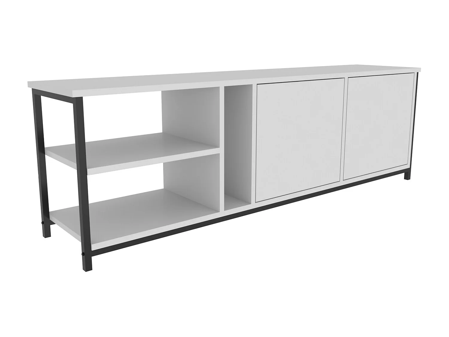 Decorotika Primrose TV Unit for TV's up to 72 inches with Cabinets and Open Shelves
