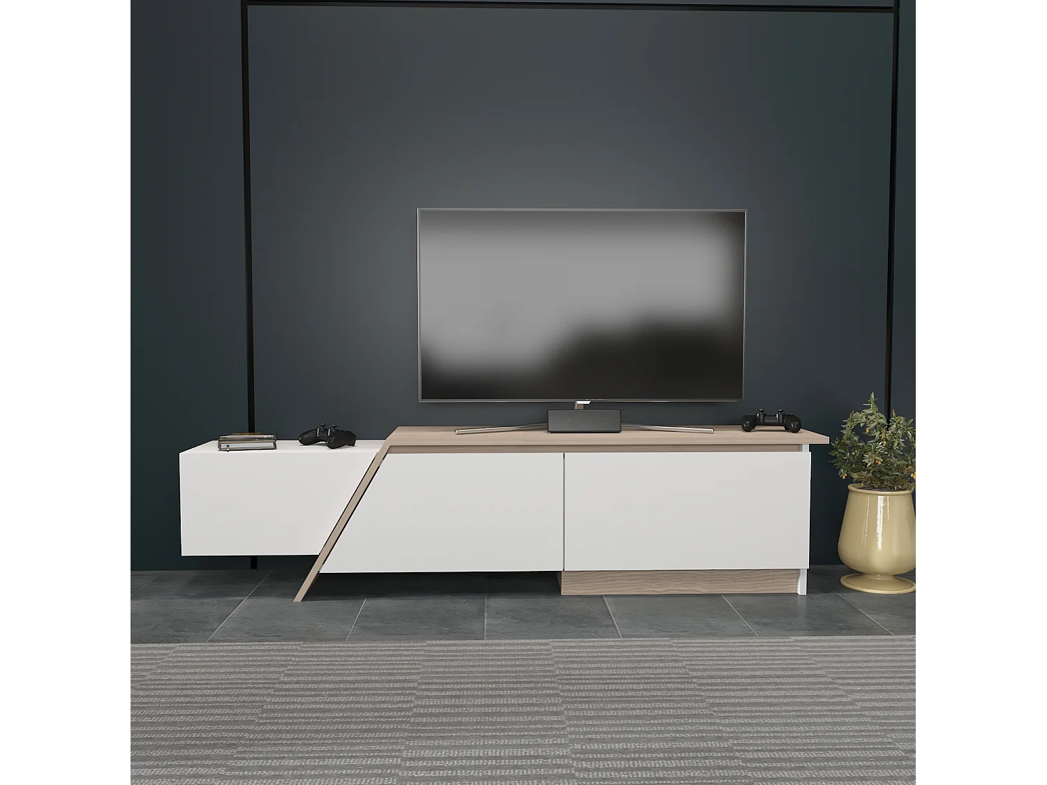 Zonas 180 cm wide TV stand with Cabinets for TVs up to 55 inches