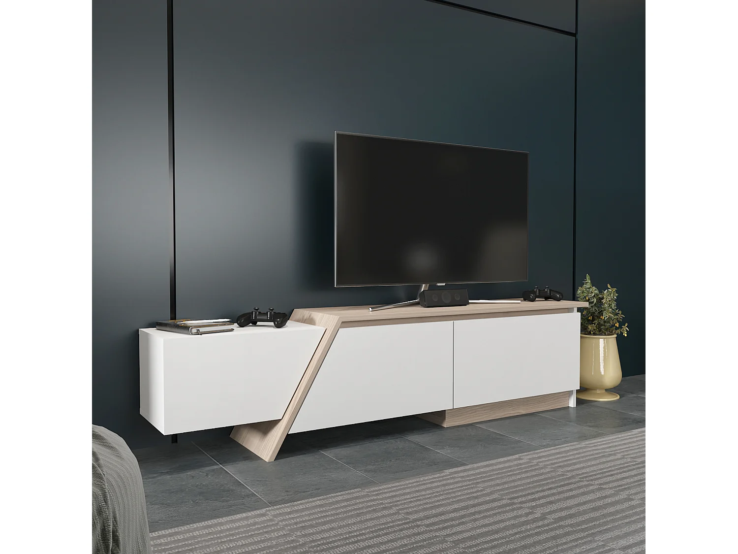 Zonas 180 cm wide TV stand with Cabinets for TVs up to 55 inches
