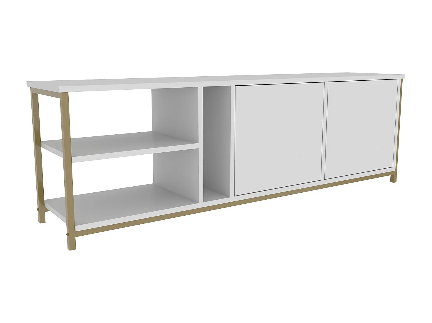 Decorotika Primrose TV Unit for TV's up to 72 inches with Cabinets and Open Shelves