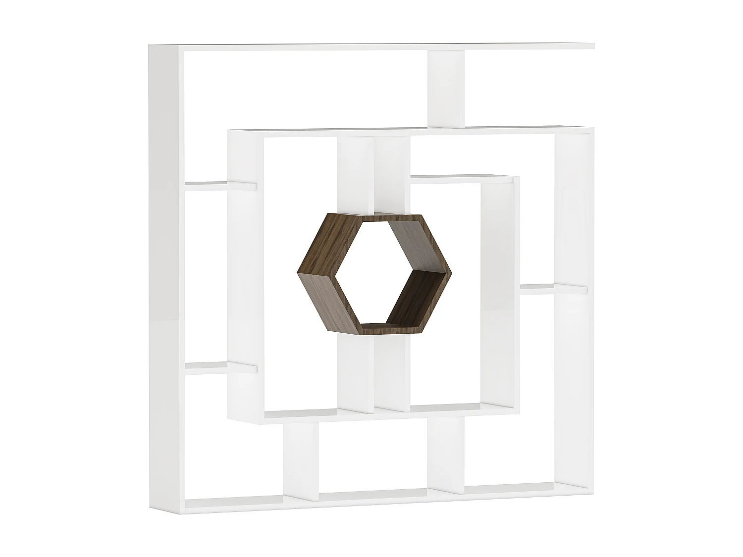 Decorotika Labrina Geometric Design Bookcase - 134 cm H x 134 cm W x 23 cm D