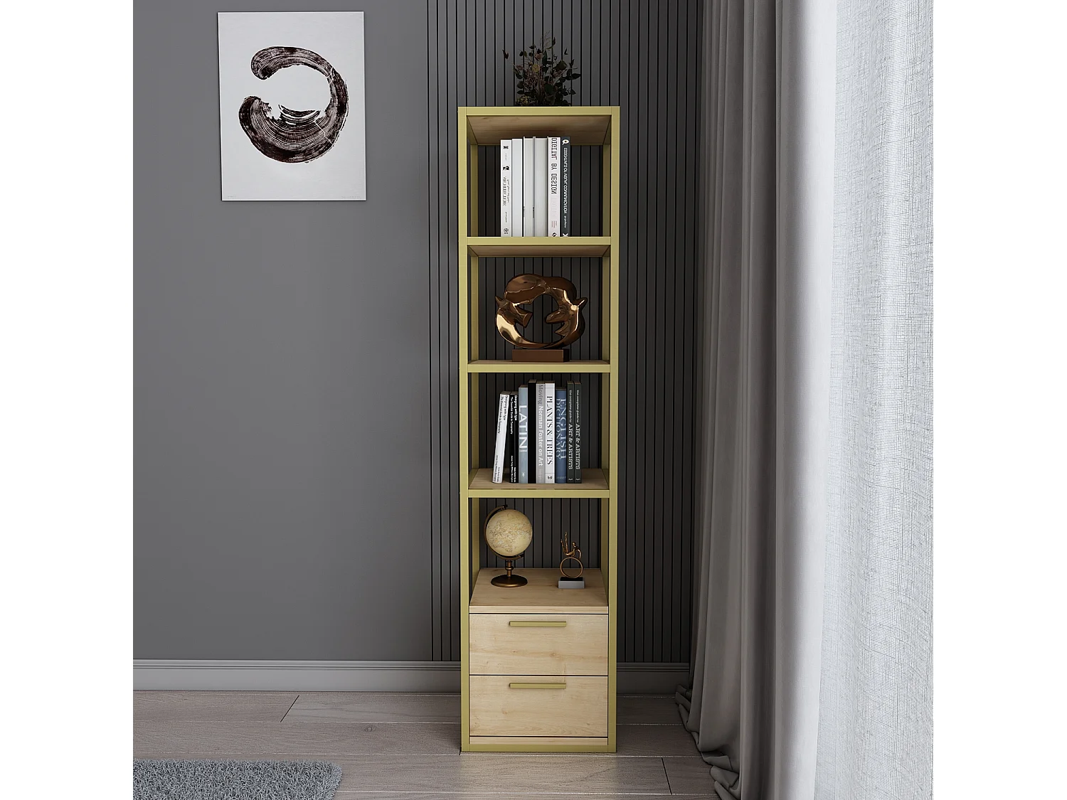 Decorotika Robins 4-tier Bookcase with Two Drawers