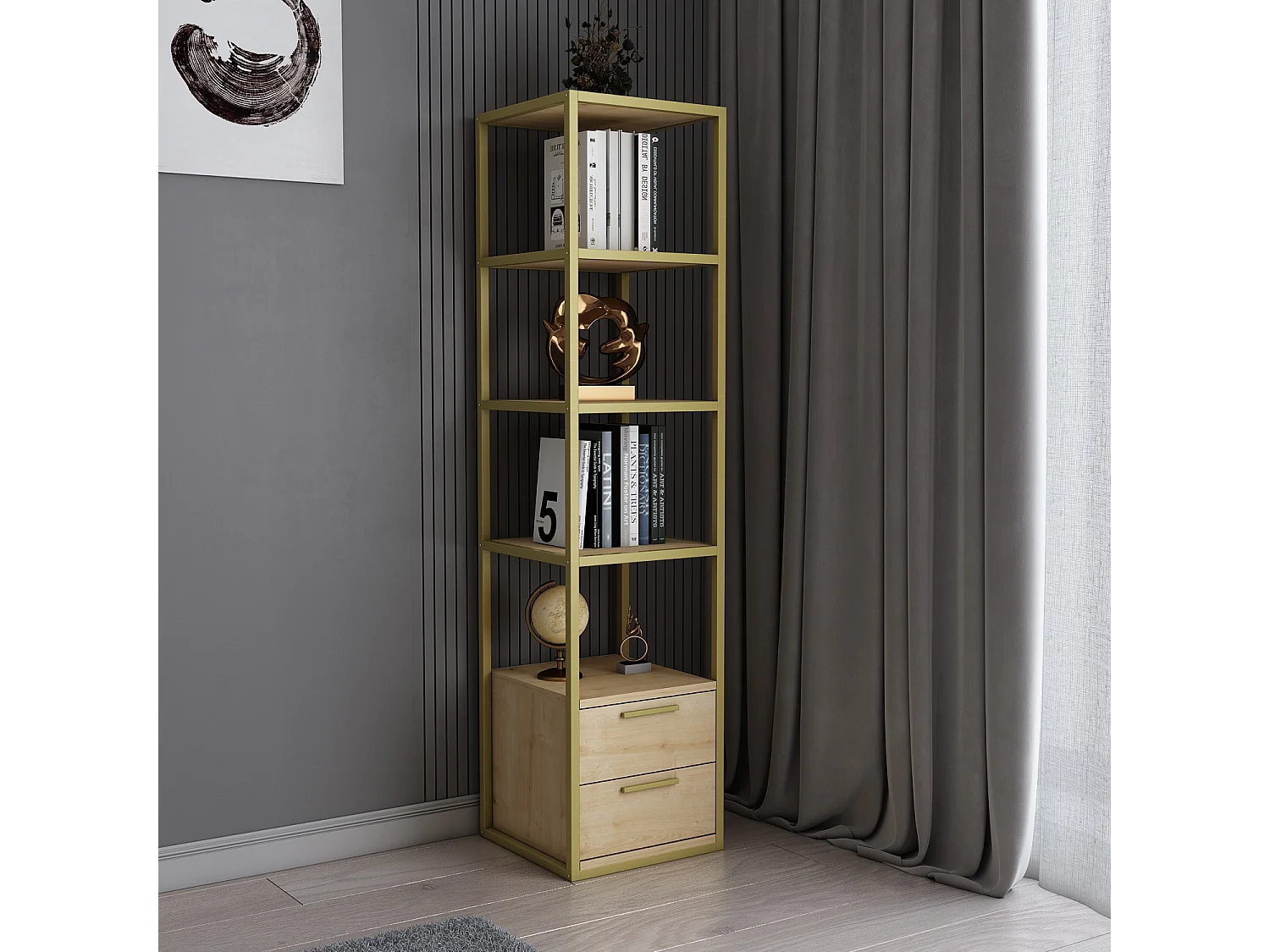 Decorotika Robins 4-tier Bookcase with Two Drawers