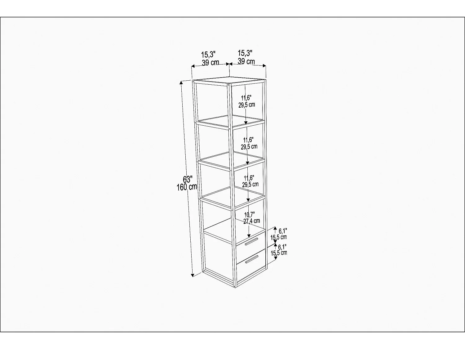 Decorotika Robins 4-tier Bookcase with Two Drawers