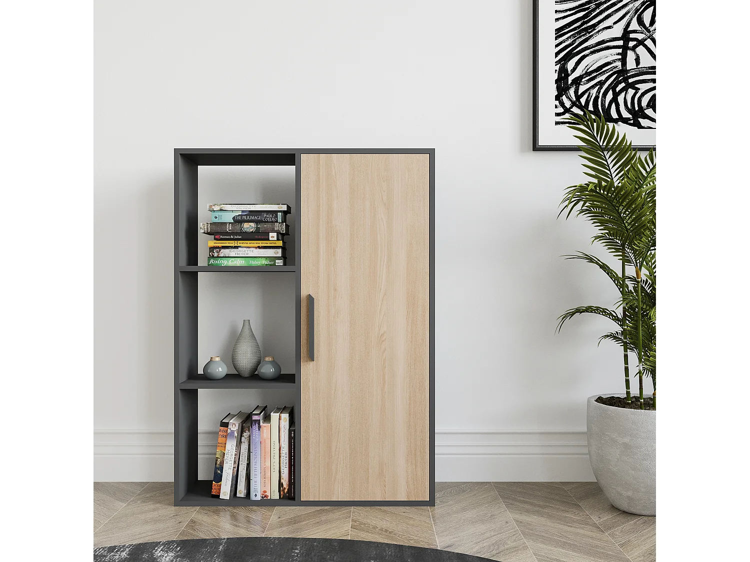 Decorotika Patrick 3 Shelves and a Cabinet Bookcase